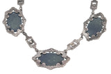 Art Deco Sterling Sliver Lapis Lazuli & Marcasite Necklace (ADN017)