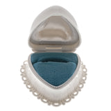 Art Deco Ivory Celluloid & Turquoise Velvet Embossed Heart Ring Box