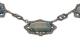 Art Deco Sterling Sliver Lapis Lazuli & Marcasite Necklace (ADN017)