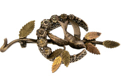 Fly Me To The Moon - Georgian Rose & yellow Gold Over 800 Silver Paste Swallow Brooch (GBR002)