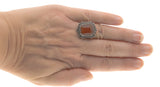Sunrise - Art Deco Sterling Silver Carnelian Marcasite Ring (ADR111)
