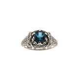 Ocean's Treasure - Estate Sterling Silver London Blue Topaz & Pearl Ring  (ER080)