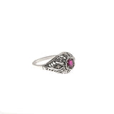 Mon Chéri - Estate Sterling Silver Ruby & Seed Pearl Filigree Ring (ER060)