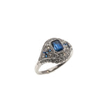 Sea Of Sapphire & Diamond - Vintage Platinum Sapphire & Diamond Ring  (VR375)