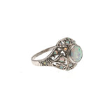 Kaleidoscope Of Colour - Estate Sterling Silver Opal Ring (ER112)