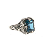Fantastic Seas - Estate Sterling Silver London Blue Topaz Filigree Ring (ER078)