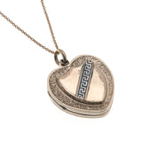 To Love & Protect - Victorian 9K Rose Gold Engraved 'Forget Me Knot' Enamelled Heart Locket (VICP062)