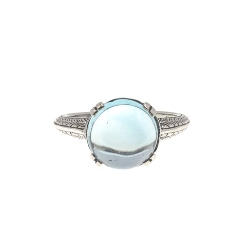 Pool Of Light - Estate Sterling Silver Blue Topaz Cabochon Ring  (ER130)