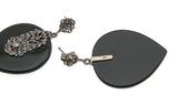 Midnight In New York - Vintage Sterling Silver Black Onyx & Marcasite Earrings