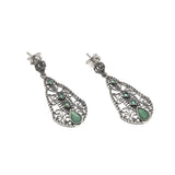 Green With Envy - Estate Sterling Silver Emerald Filigree Earrings (EE141)