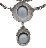 Ethereal Blue-  Victorian Arts & Crafts Sterling Silver Chalcedony Necklace  (VICN022)
