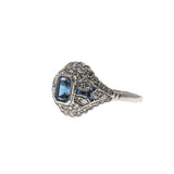 Sea Of Sapphire & Diamond - Vintage Platinum Sapphire & Diamond Ring  (VR375)