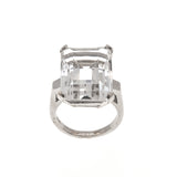 Retro Drama - Vintage 14K White Gold Emerald Cut Quartz Solitaire Ring (VR268)
