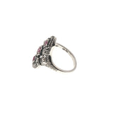 Oysters & Wine - Estate Sterling Silver Ruby & Seed Pearl Ring (ER062)