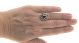 Regal - Vintage Sterling Silver Garnet & Marcasite Ring (VR119)
