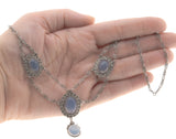 Ethereal Blue-  Victorian Arts & Crafts Sterling Silver Chalcedony Necklace  (VICN022)