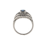 Sea Of Sapphire & Diamond - Vintage Platinum Sapphire & Diamond Ring  (VR375)
