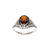 Red Red Wine - Estate Sterling Silver Garnet Filigree Ring  (ER109)