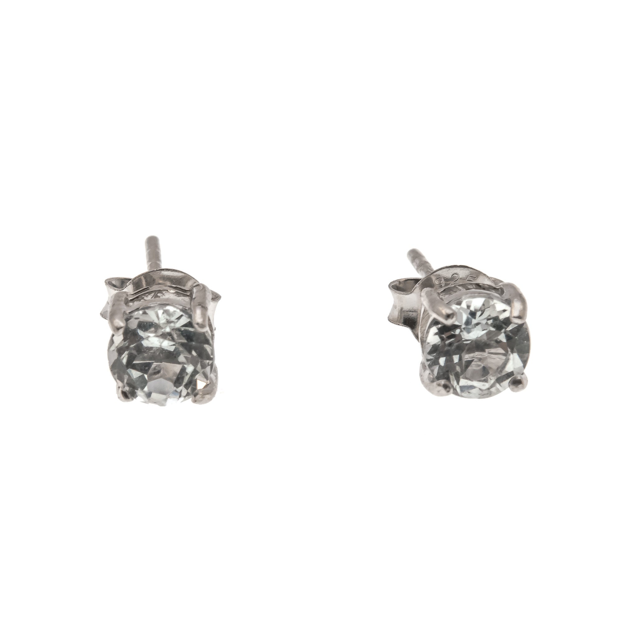 Water - Estate Sterling Silver White Topaz Stud Earrings  (EE070)