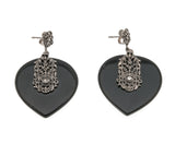 Midnight In New York - Vintage Sterling Silver Black Onyx & Marcasite Earrings