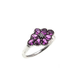 French Rose - Estate Sterling Silver Pink Sapphire & Seed Pearl Flower Cluster Ring  (ER204)