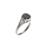 Deep Sky - Vintage Platinum Sapphire & Diamond Ring (VR628)