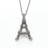 From Paris With Love - Estate 10K White Gold Diamond Eiffel Tower Pendant & Chain (EP045)