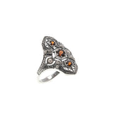 Sweeter Than Wine - Estate Sterling Silver Natural Garnet & Seed Pearl Filigree Ring (ER178)