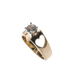 Heart To Heart - Vintage Retro 18K Gold Plate Cubic Zirconia Heart Ring (VR540)
