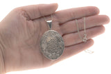 Love & Affection  - Vintage Sterling Silver Celtic Love Knot & Ivy Engraved Locket & Chain (VP136)