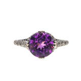 Color Change Adornment - Estate Sterling Silver Lab Created Alexandrite Ring  (ER217)