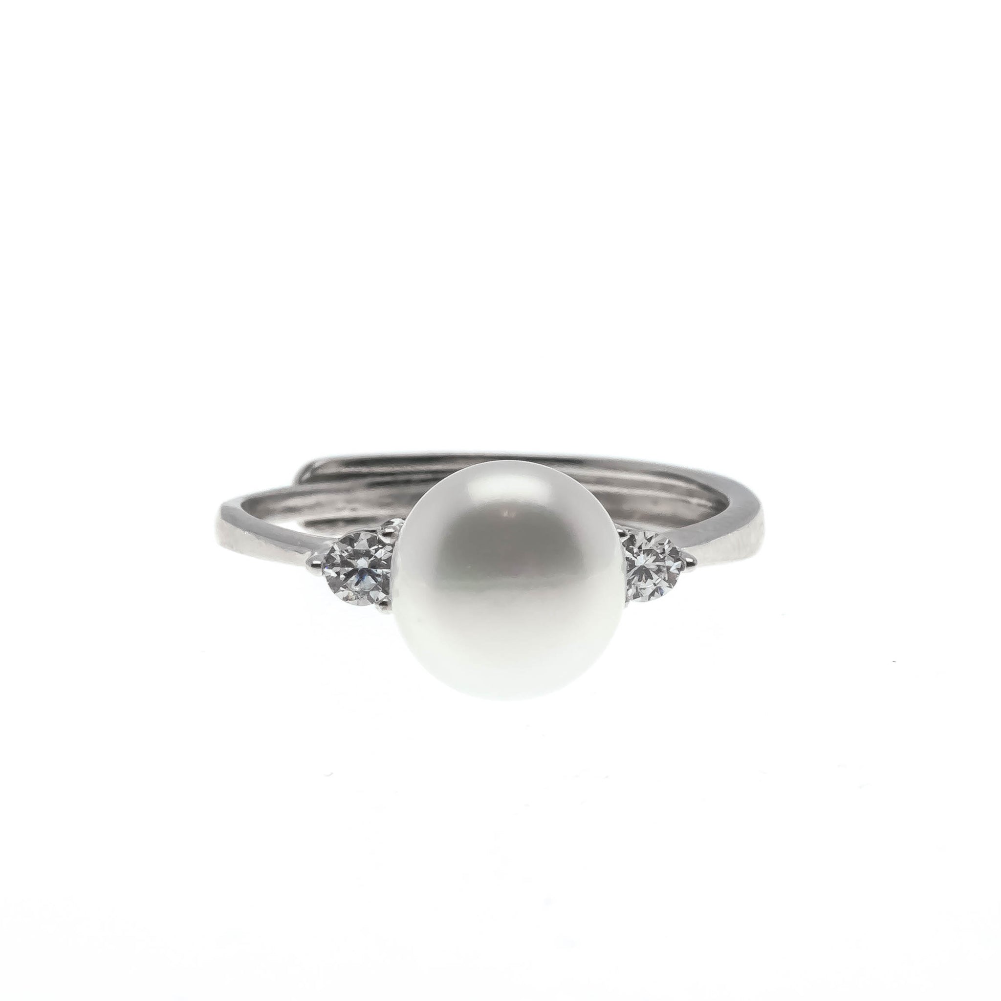 Glowing Nature - Estate Sterling Silver Freshwater Pearl CZ Ring (ER229)