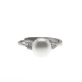 Glowing Nature - Estate Sterling Silver Freshwater Pearl CZ Ring (ER229)