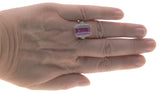 The Cosmo - Estate Art Deco Revival Sterling Silver Lab Created Emeralds Cut Pink Sapphire Floral Filigree Ring (ER206)