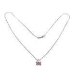 Petite Fleur - Vintage 10K/14K White Gold Pink Sapphire, Diamond Pendant & Chain (VP128)
