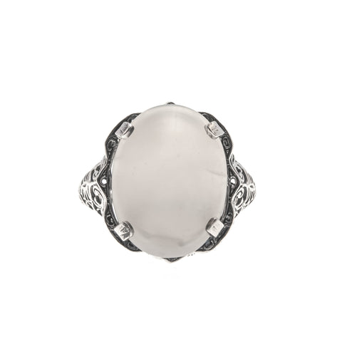 Moonbeam - Estate Sterling Silver Moonstone Filigree Ring (ER182)