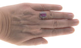 Pink Passion - Estate Art Deco Revival Sterling Silver Lab Created Pink Sapphire & Seed Pearl Ring (ER205)