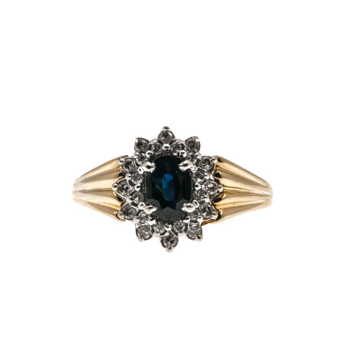 Classically You - Vintage 14K Gold Sapphire & Diamond Cluster Ring (VR656)