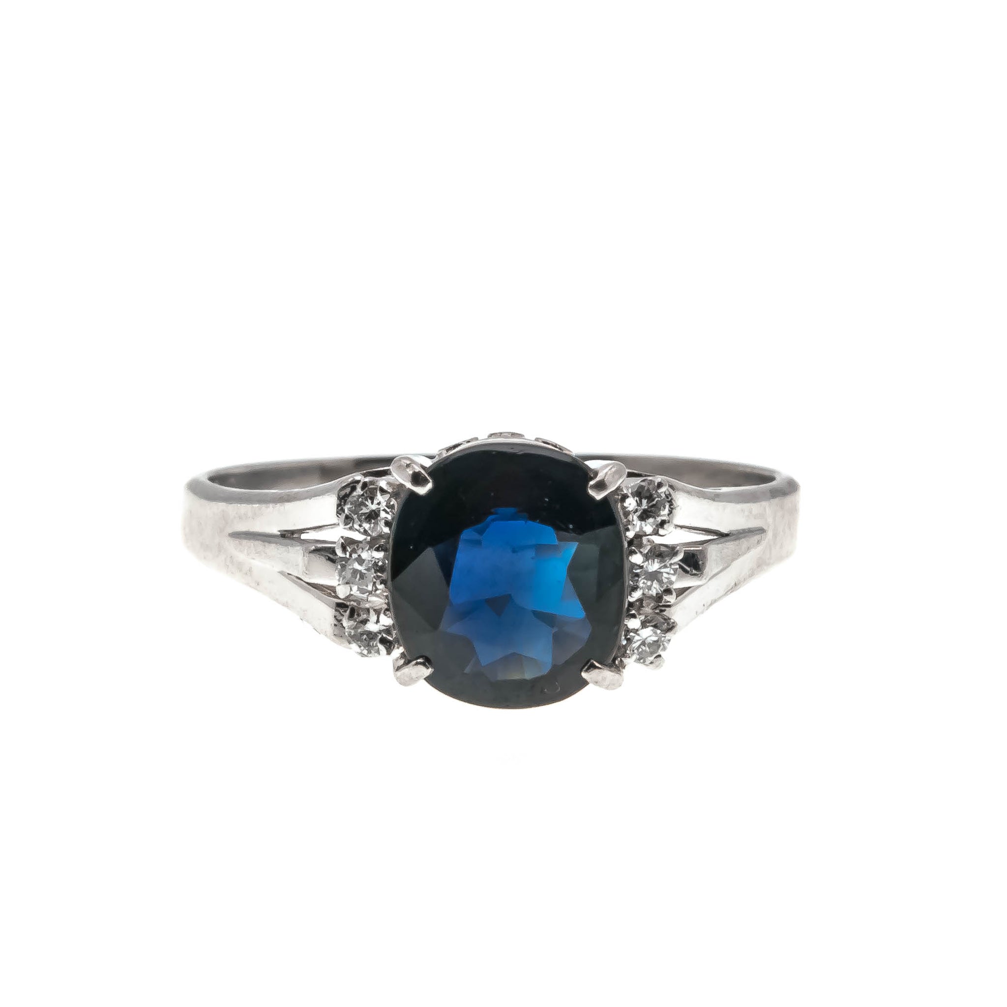 Deep Sky - Vintage Platinum Sapphire & Diamond Ring (VR628)