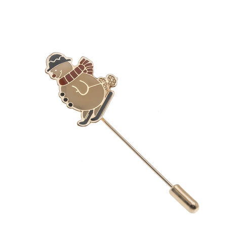 Frosty The Snowman - Vintage Retro Gold Plated Enamel Snowman Pin (VBR029)
