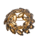 Jewelled Wreath - Vintage Delizza & Elster Juliana Gold Plated Amber Crystal Brooch (VBR044)