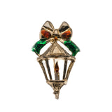 Victorian Christmas  - Vintage Retro Gold Enamel Lantern Brooch (VBR024)