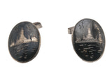 Niello Adornments - Vintage Sterling Silver Siam Cuff Links (VA011)