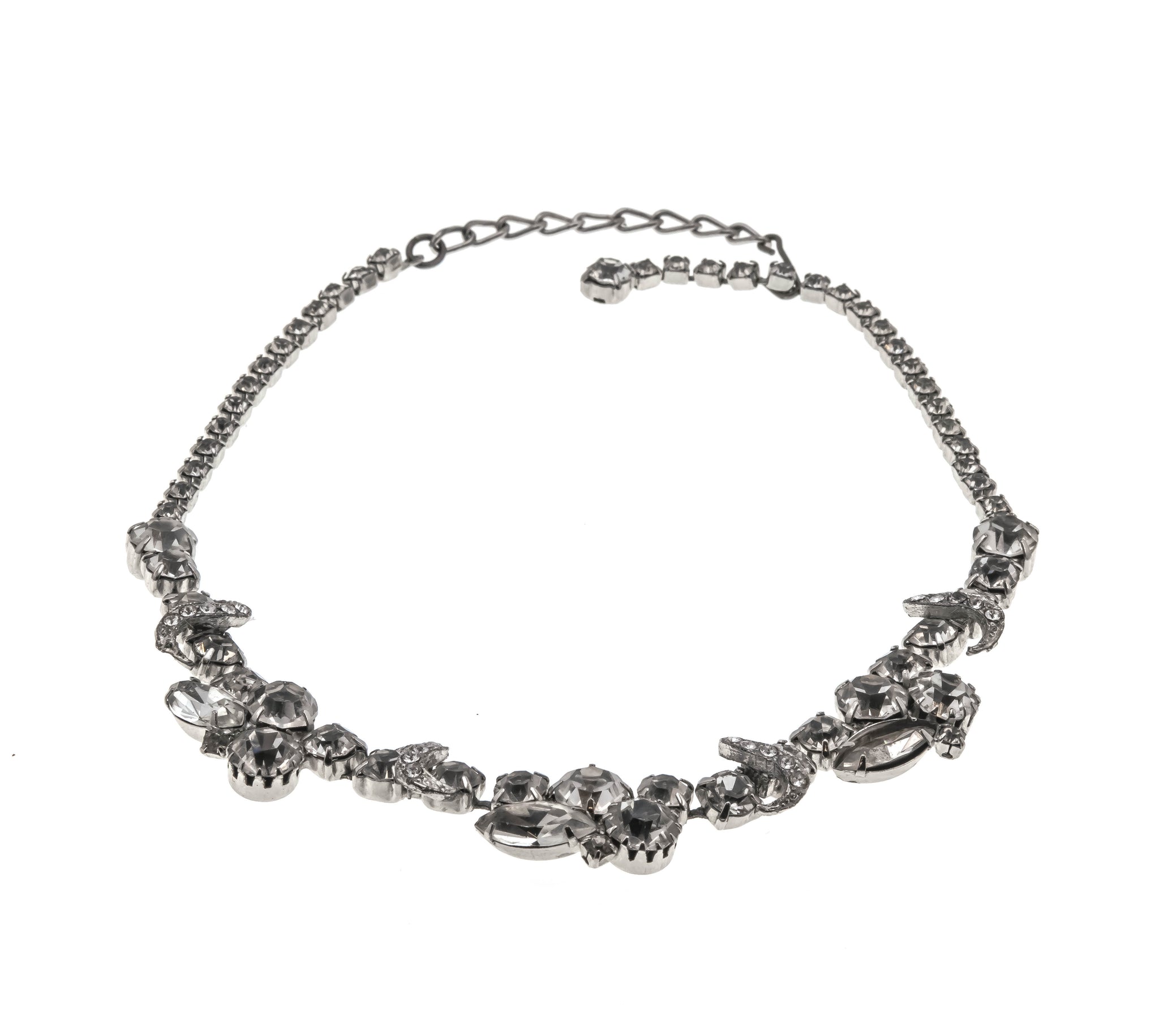 Evening Glamour -  Vintage Rhodium Crystal Necklace (VNO75)