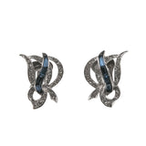 Blue & white Elegance - Vintage Marcel Boucher Silver Toned Crystal Clip-On Earrings (VE270)