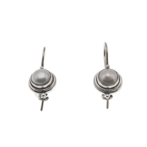 Pearl Classics - Vintage Sterling Silver Cultured Pearl Dangle Earrings (VE286)