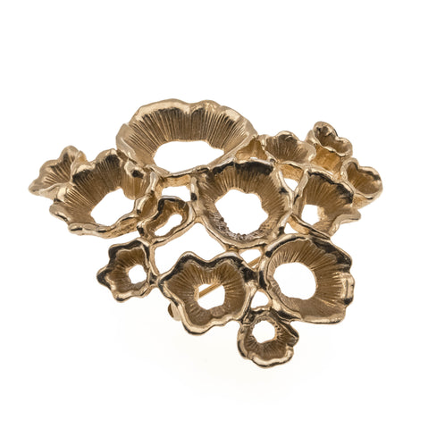 Coral Of Gold - Vintage D'Orlan Brutalist Gold Toned Coral Brooch (VBR114)