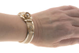 La Vie En Rose - Vintage Gold Tone Genuine Cultured Pearl Mesh Bangle Bracelet (VB058)