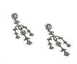 White Wedding - Vintage Sterling Silver Cultured Pearl & Marcasite Chandelier Earrings (VE256)