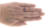 French Rose - Estate Sterling Silver Pink Sapphire & Seed Pearl Flower Cluster Ring  (ER204)